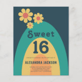 Retro Groovy Sweet 16 Birthday Party Budget Flyer (Voorkant)