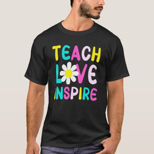 Retro Groovy Teach Love Inspire Teacher Elementary T-shirt (Voorkant)