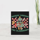 Retro Groovy Teacher Christmas Rockin' Around The  Kaart (Voorkant)