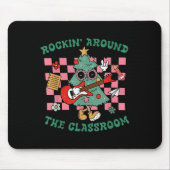 Retro Groovy Teacher Christmas Rockin' Around The  Muismat (Voorkant)
