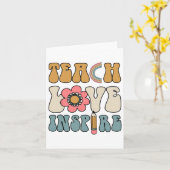 Retro Groovy Teacher Inspirational Happy Ck To Sch Kaart (Gele Bloem)