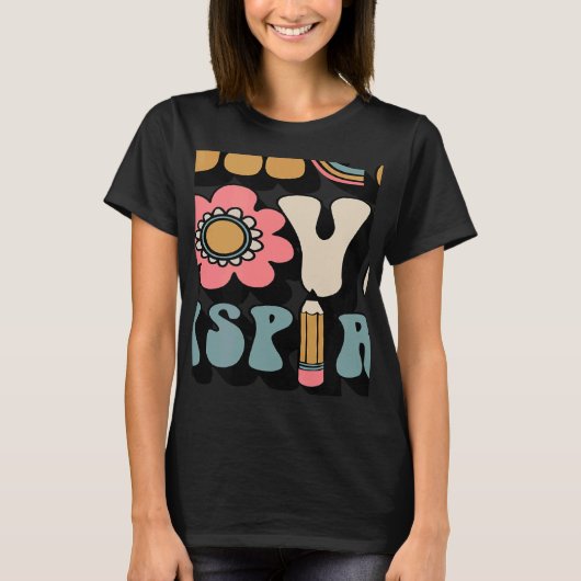 Retro Groovy Teacher Inspirerend Happy Back to S T-shirt (Voorkant)