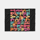 Retro Groovy Teacher Inspirerend Happy CK naar SCH Fleece Deken (Voorkant (Horizontaal))