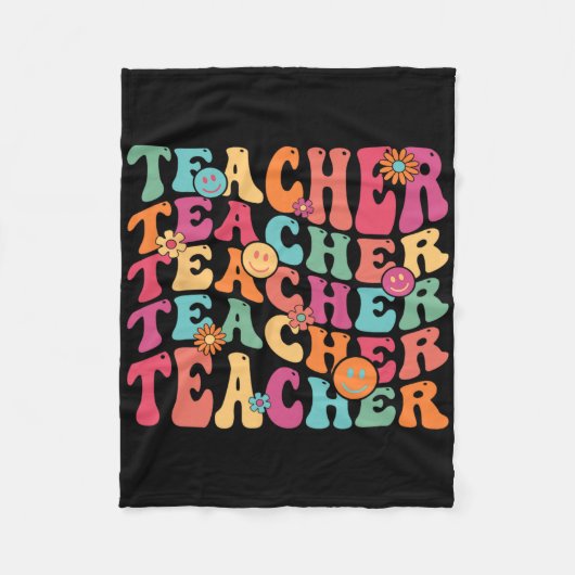 Retro Groovy Teacher Inspirerend Happy CK naar SCH Fleece Deken (Voorkant)