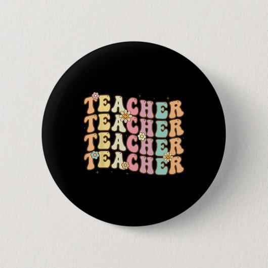 Retro Groovy Teacher Inspirerend kleurrijke CK to Ronde Button 5,7 Cm (Voorkant)
