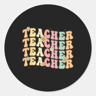 Retro Groovy Teacher Inspirerend kleurrijke CK to Ronde Sticker