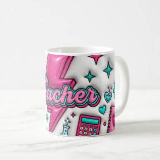 Retro Groovy Teacher Pink and Teal 11oz Mug Koffiemok
