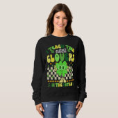 Retro Groovy Teacher  St Patricks Day Shamrock Trui (Voorkant volledig)