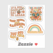 Retro Groovy Teacher Sticker Sheet | Motivational (Vel)