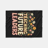 Retro Groovy Teaching Future Leaders Tees Flower P Fleece Deken (Voorkant (Horizontaal))