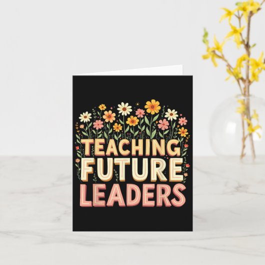 Retro Groovy Teaching Future Leaders Tees Flower P Kaart (Gele Bloem)