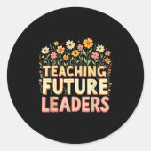 Retro Groovy Teaching Future Leaders Tees Flower P Ronde Sticker (Voorkant)