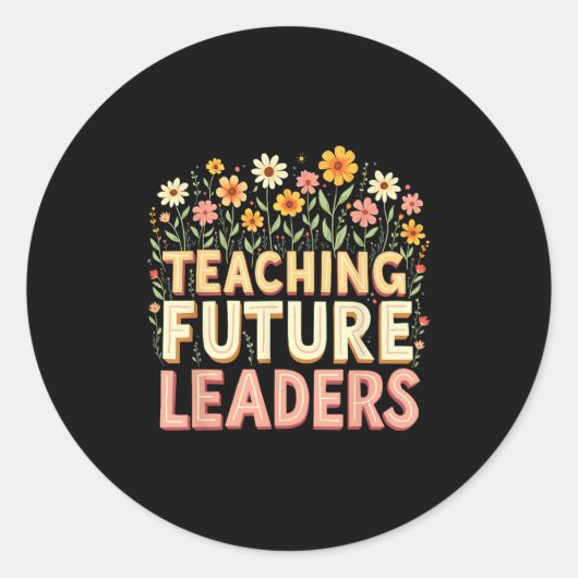Retro Groovy Teaching Future Leaders Tees Flower P Ronde Sticker (Voorkant)