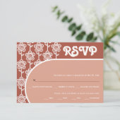 Retro groovy terracotta 70s bruiloft RSVP (Staand voorkant)