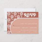 Retro groovy terracotta 70s bruiloft RSVP Kaartje (Voorkant)