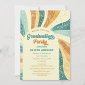 Retro Groovy Terracotta Afstuderen Uitnodiging (Voorkant)