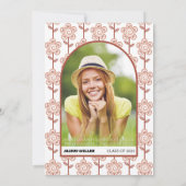 Retro groovy terracotta bloemen 70s Afstuderen Kaart (Achterkant)