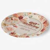 Retro groovy terracotta bordeaux 60e verjaardag papieren bordje (Gekanteld)