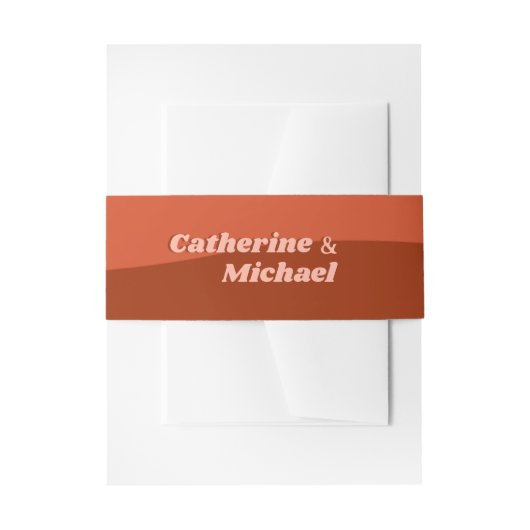 Retro Groovy Terracotta en Oranje Boho Wedding Uitnodigingen Wikkel (Voorkant Voorbeeld)