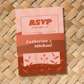 Retro Groovy Terracotta en Oranje Boho Wedding Uitnodigingen Wikkel