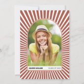 Retro groovy terracotta zonnestralen 70s Afstudere Kaart (Achterkant)