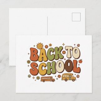 Retro Groovy Terug naar School Ontwerp Briefkaart