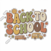 Retro Groovy Terug naar School Ontwerp Sticker (Voorkant)