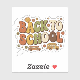Retro Groovy Terug naar School Ontwerp Sticker
