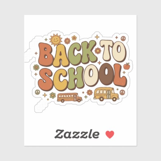Retro Groovy Terug naar School Ontwerp Sticker (Vel)