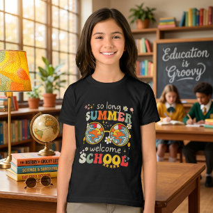 Retro Groovy Terug Naar School Zonnebril Tropisch  T-shirt