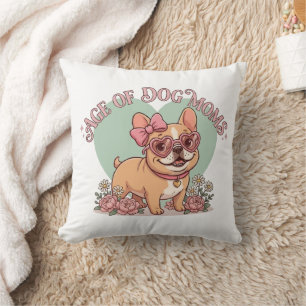 Retro Groovy Tijdperk van Hond Moeders Frenchie Kussen