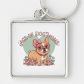 Retro Groovy Tijdperk van Hond Moeders Frenchie Sleutelhanger (Voorkant)