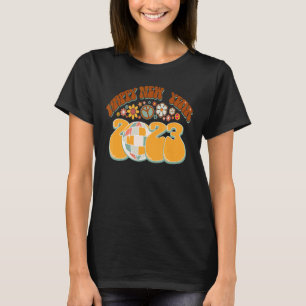 Retro Groovy Tis' het seizoen Gelukkig Nieuwjaar 2 T-shirt