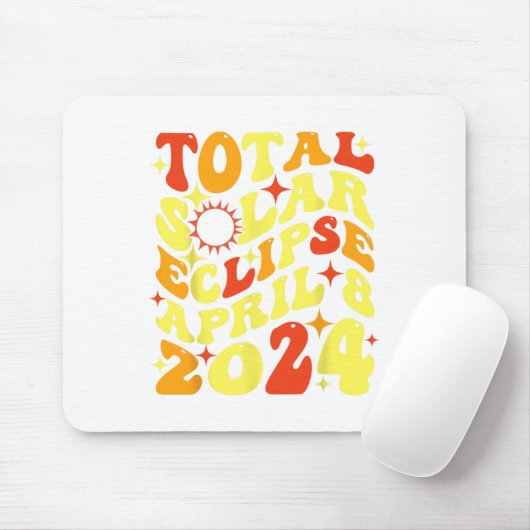 Retro Groovy Totale Zonsverduistering April 08 202 Muismat (Met muis)