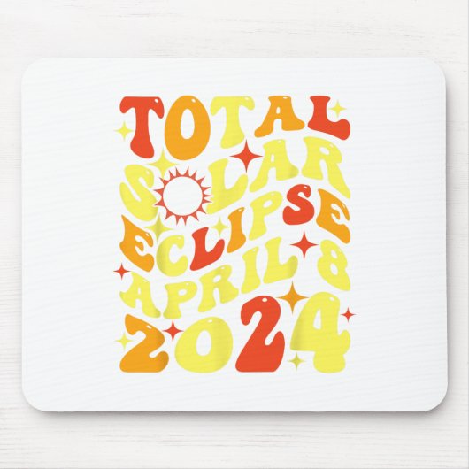 Retro Groovy Totale Zonsverduistering April 08 202 Muismat (Voorkant)