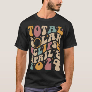 Retro Groovy Totale Zonsverduistering April 08 202 T-shirt