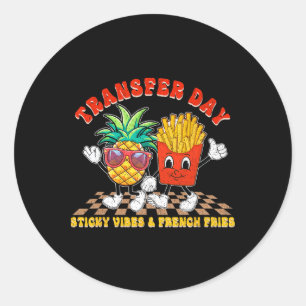 Retro Groovy Transfer Day Sticky Vibes IVF-paar Ronde Sticker