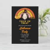 retro groovy trick or treat halloween feesttijd kaart (Staand voorkant)