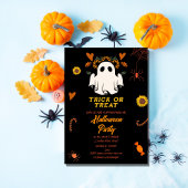 retro groovy trick or treat halloween feesttijd kaart