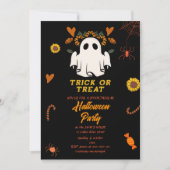 retro groovy trick or treat halloween feesttijd kaart (Voorkant)