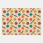Retro Groovy Trippy Quirky Aesthetisch Gezicht Inpakpapier Vel (Voorkant)