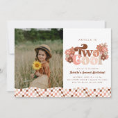 Retro Groovy Twee Cool Meisjes 2e foto Verjaardag Kaart (Voorkant)