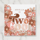 Retro Groovy Twee Cool Meisjes 2e Verjaardag Bedankjes Labels (Voorkant)