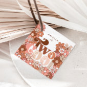 Retro Groovy Twee Cool Meisjes 2e Verjaardag Bedankjes Labels