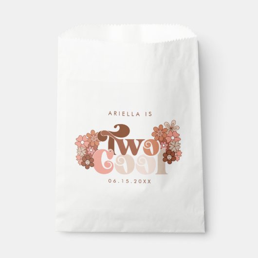 Retro Groovy Twee Cool Meisjes 2e Verjaardag Bedankzakje (Voorkant)