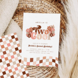 Retro Groovy Twee Cool Meisjes 2e Verjaardag Kaart