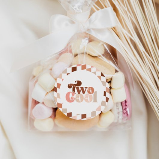 Retro Groovy Twee Cool Meisjes 2e Verjaardag Ronde Sticker