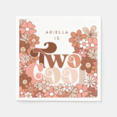 Retro Groovy Twee Cool Meisjes 2e Verjaardag Servet (Voorkant)