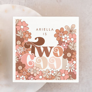 Retro Groovy Twee Cool Meisjes 2e Verjaardag Servet