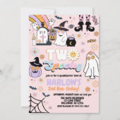 Retro Groovy Twee Spooky Halloween 2e Verjaardag Kaart (Voorkant)